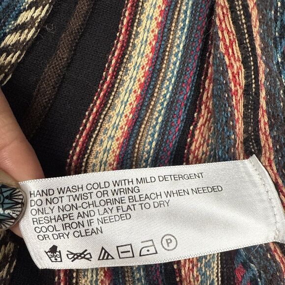 ORVIS Sweater Womens M Cardigan Wool Blend Striped Southwest Blanket - Picture 4 of 8